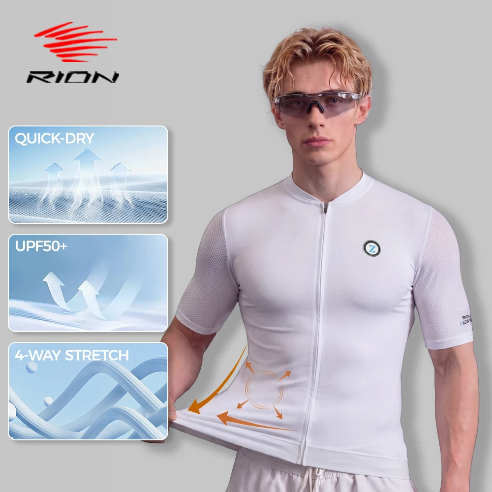 ZRSE Men's Short Sleeve Cycling Jersey UPF 50+ Slim Fit Breathable Quick Dry T-Shirt Active Outdoor Sports Gym Training Summer