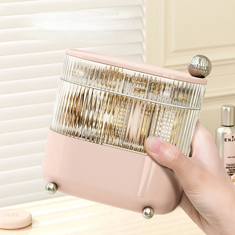 

Fashionable Desktop Lipstick Eyebrow Pencil Makeup Box Storage Box with Rotating Compartment and Ins Style Jewelry Makeup Box