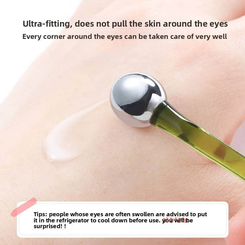 Rodillo para masaje de ojos, aplicador de crema para ojos, espátula cosmética, cuchara Facial antiarrugas, herramienta fina para el cuidado de la piel, aleación de oro, 1 ud.