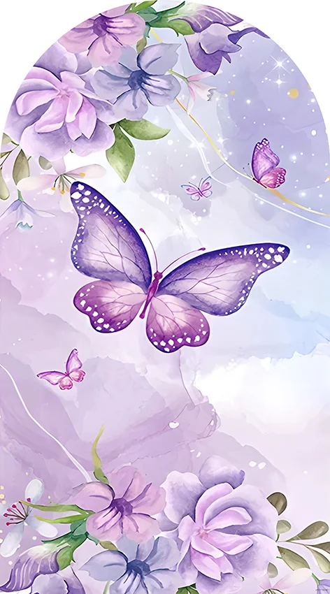 Mehofond الأميرة 15th عيد ميلاد قوس خلفية Quinceañera فستان أرجواني خلفية الظل زهرة فراشة ديكور صور الدعامة