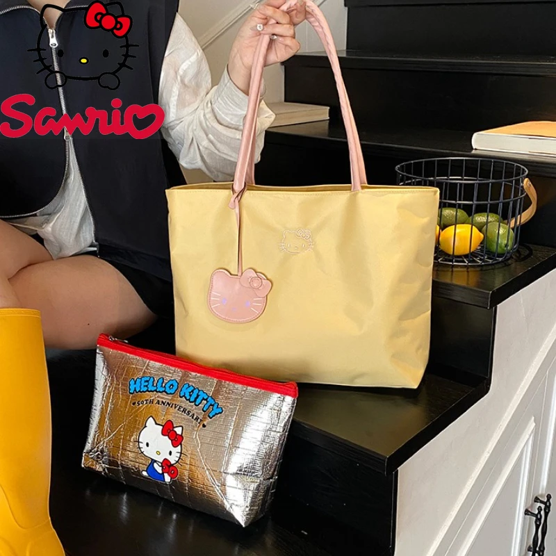 

Sanrio Hello Kitty New Women's Handbag 2-piece Set Cartoon Women's Shoulder Bag Large Capacity Casual Embroidered Women's Bag