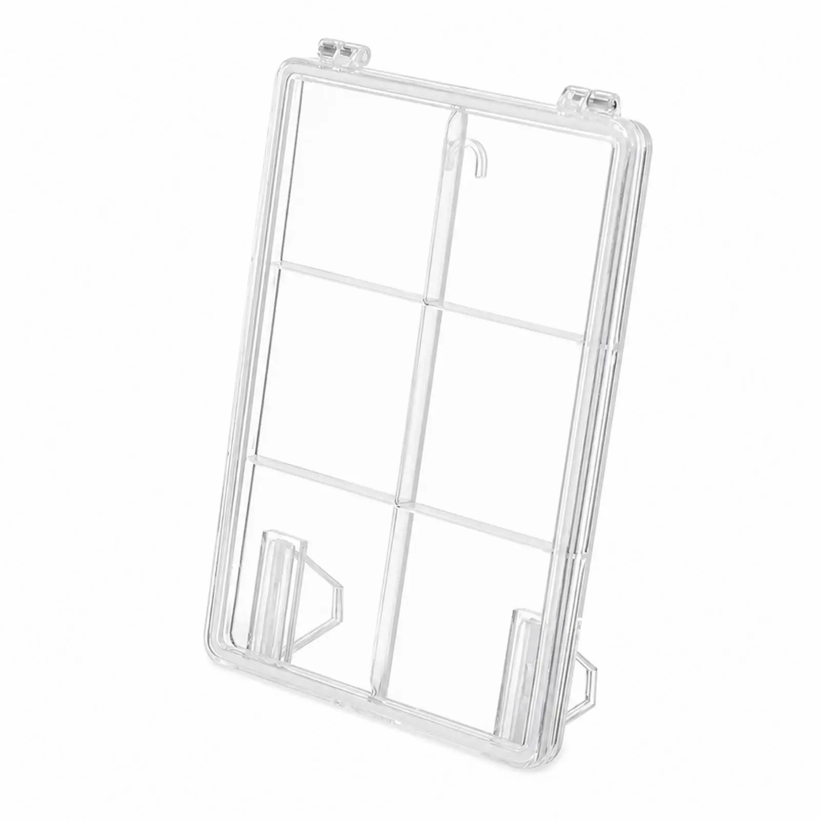 Clear Display Stand Organizer for Anime Pins Badges 6 Compartment Acrylic Showcase Case with Visible Divider Panels for Desk