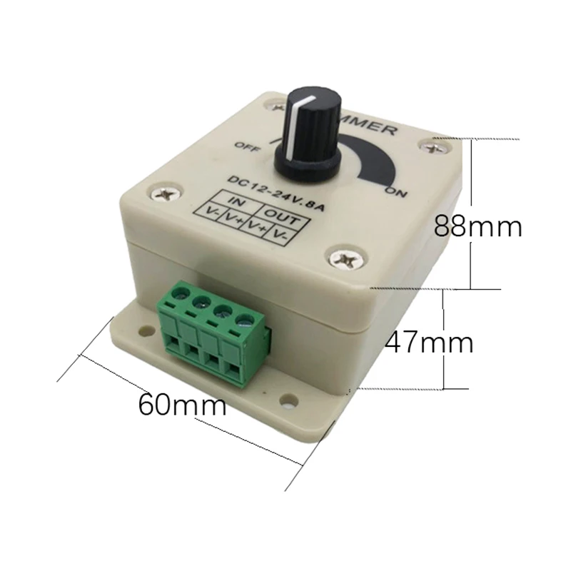 LED Dimmer Knob Switch DC 12V 24V 8A Brightness Adjustable Controller for Car RV Single Color LED Strip Light LED Dimming ﻿