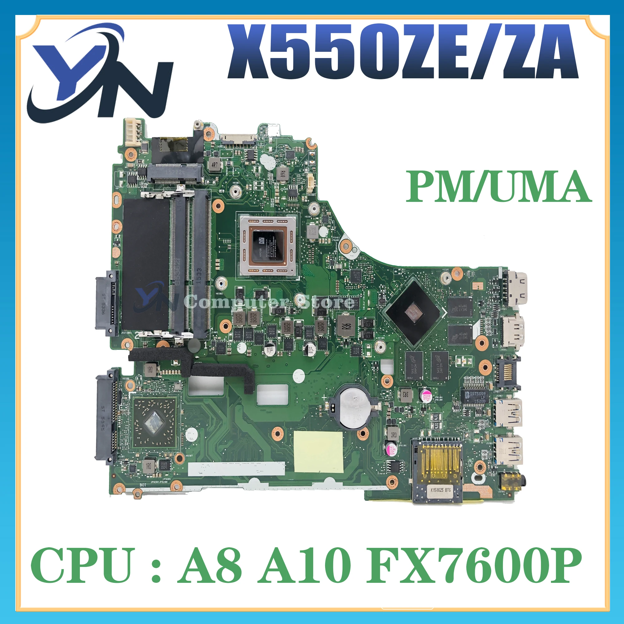 

Laptop Motherboard X550ZE X550ZA X550Z X750Z K555Z VM590Z A555Z X750DP K550D Mainboard A8 A10 FX7600P/FX7500P LVDS/EDP UMA/PM