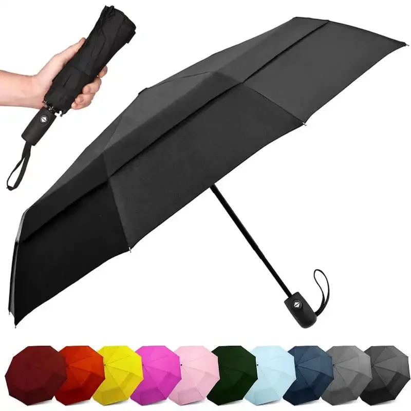 Windproof Travel Umbrellas  Lightweight, Strong, Compact with & Easy Auto Open/Close Button for Single Hand Use