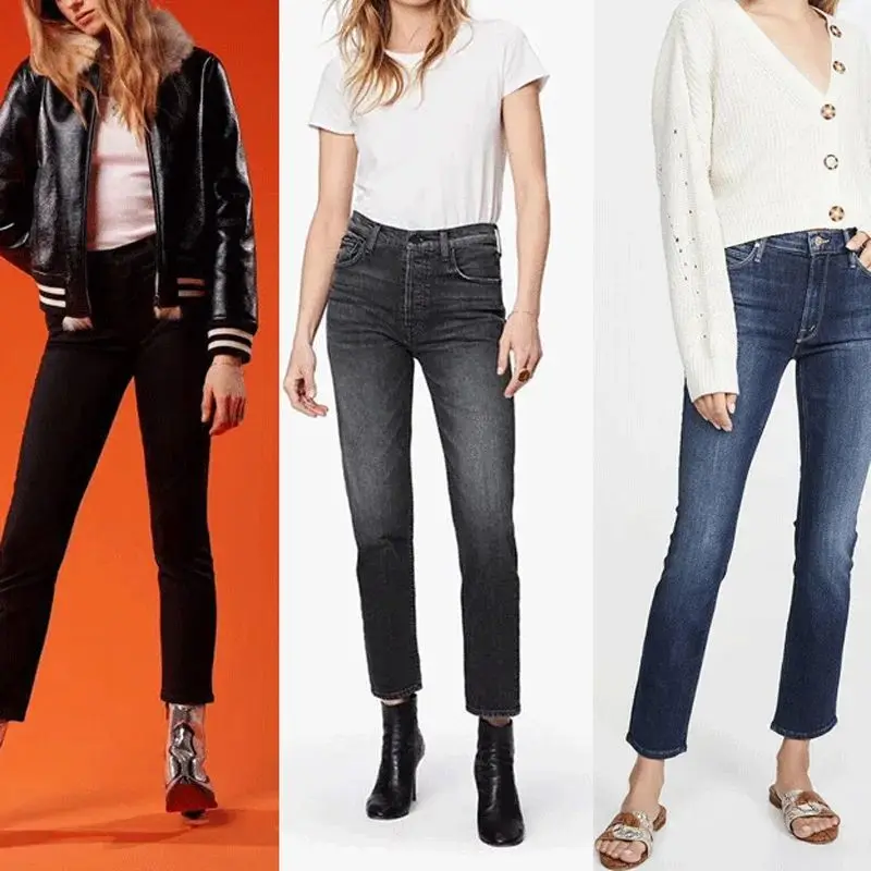 

Women's Casual Wild Ankle-Length Straight Leg Jeans Faionable And Sli Lady's Denim Trousers for Autumn Season