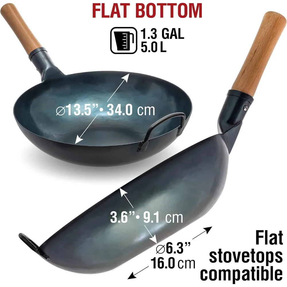 Flat Bottom Wok Pan - 13.5