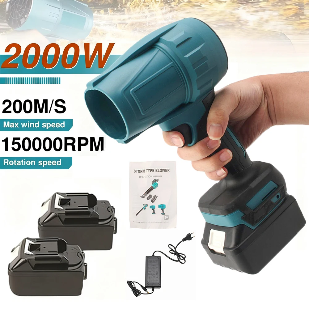 Image of 200 mt/s Cordless Turbo Elektrische Gebläse Turbo Jet Fan Heftigen Gebläse Auto Trockner Handheld Staub Blasen Werkzeug für Makita 18 V Batterie