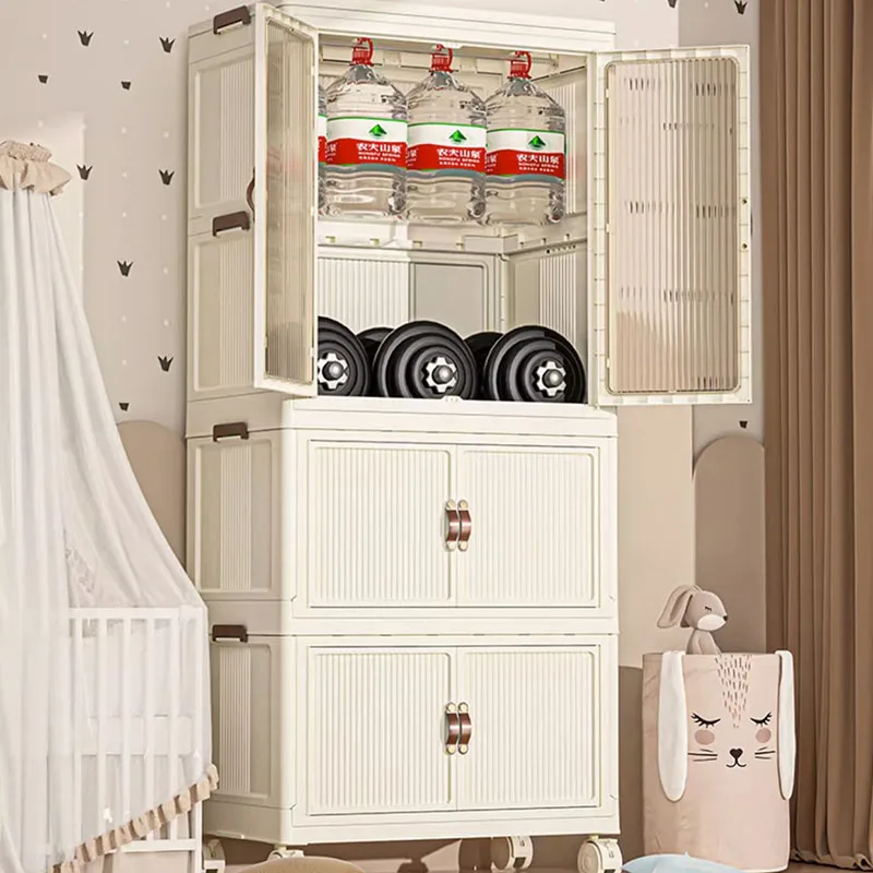 Foldable Clothing Storage cabinet Installation free baby wardrobe Plastic household large capacity grocery sorting box