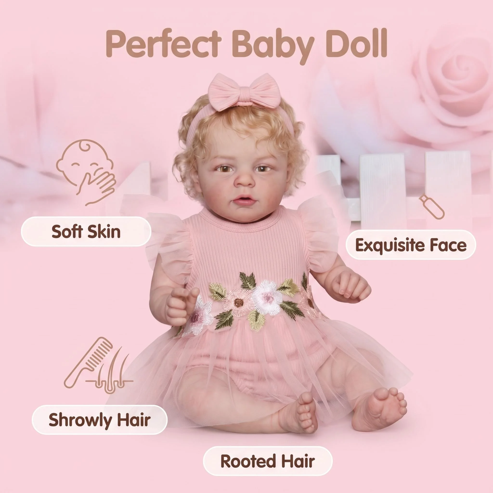 

NPK 19inch Reborn Maryann Realistic Baby Handmade 3D Skin Multiple Layers Painting with Hand Rooted Hair Soft Touch Baby Dolls