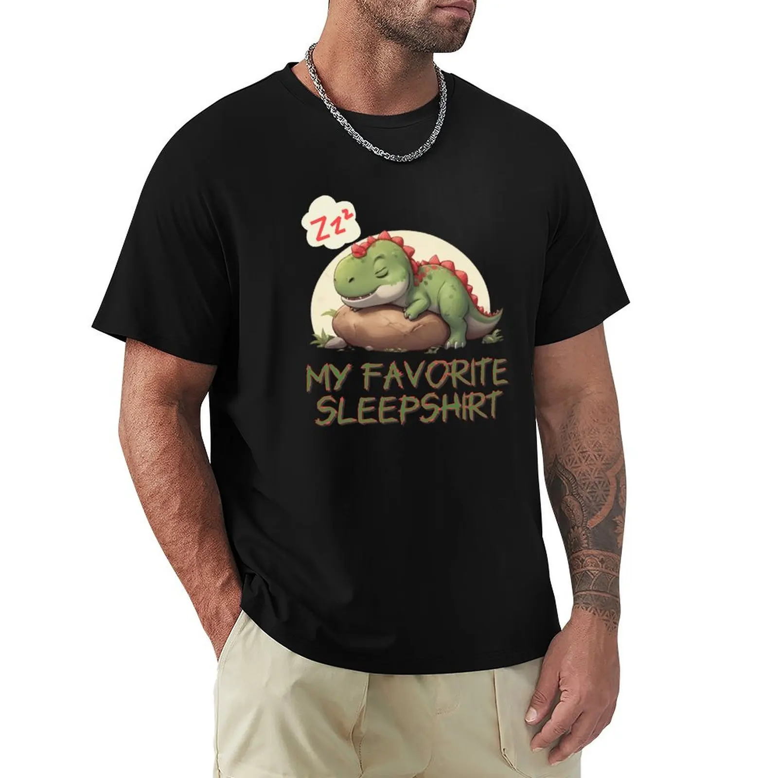 Cute mini T-Rex sleeping on rocks T-Shirt t shirts for man graphic tees T-Shirt