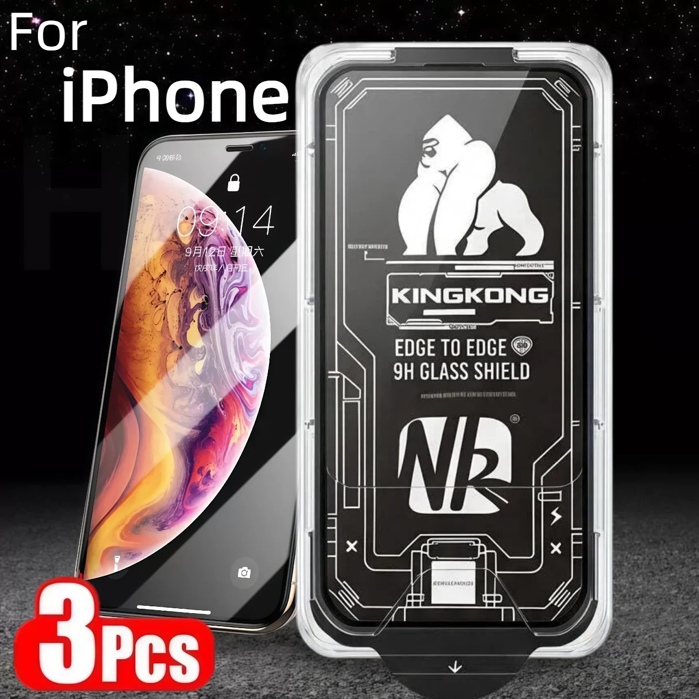 

3-Pack For iPhone Air/17e/17/16/15/14/13 Pro Max Plus HD Tempered Glass Screen Protector with 9H Hardness
