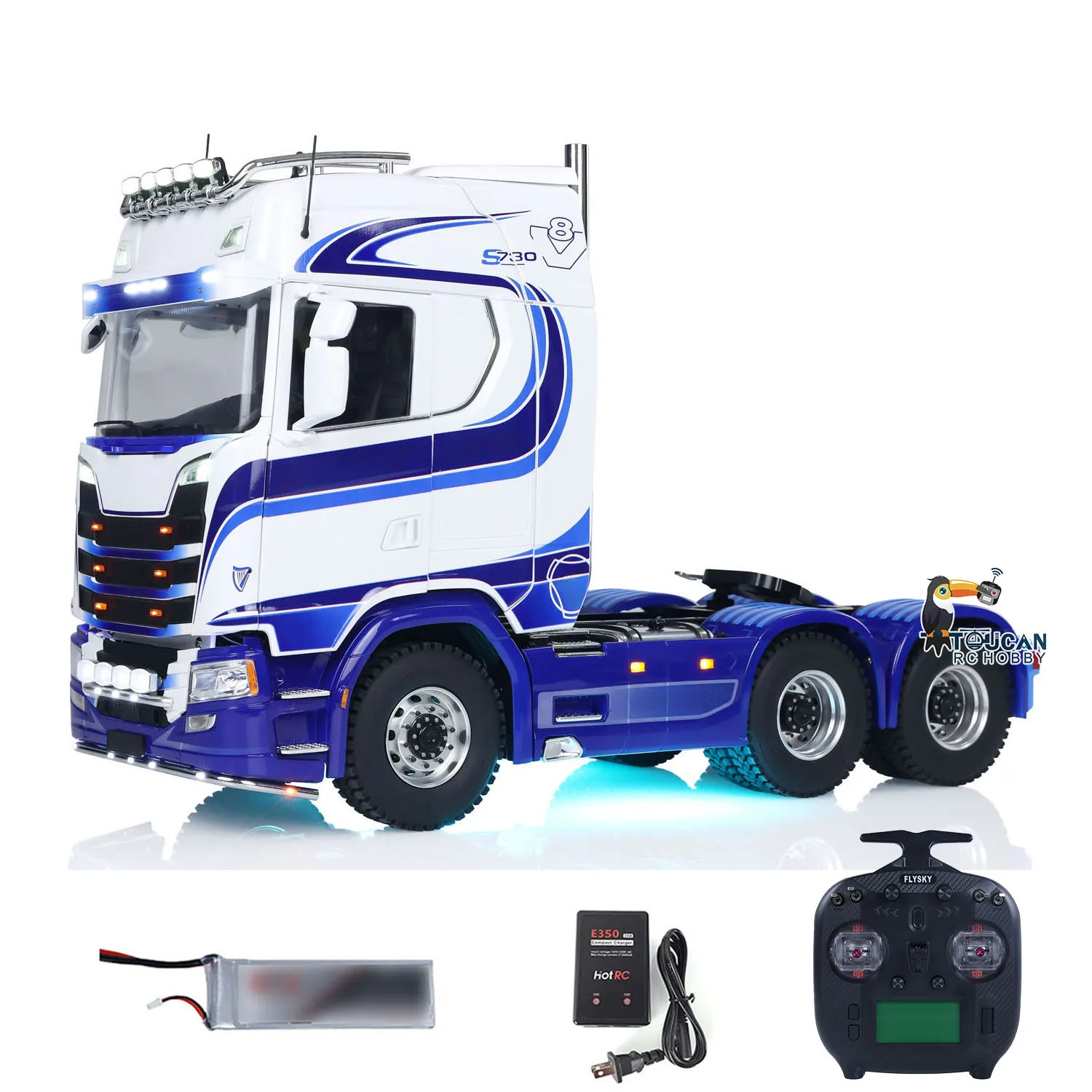 TOUCAN 6x6 1/14 Zdalnie Sterowany Ciągnik Ciężarowy 770S Samochody RC 2-biegowa Skrzynia Biegów Model Metalowe Podwozie Oś Symulowane Efekty Dymu