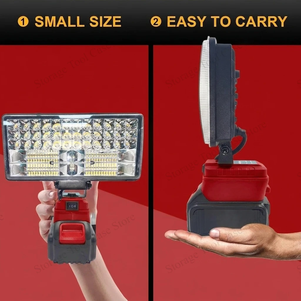 90W LED Work Light for Milwaukee M18 18V Battery Cordless Portable Flood Lamp for Workshop Garage Jobsite Repair Lighting Tool