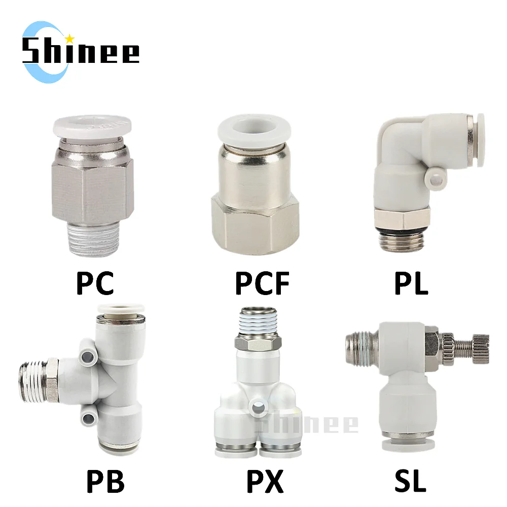 Pneumatic Connector White Plastic Hose Fitting Male Thread PC/PCF/PB/PL/PX/SL Air Pipe Quick Fittings 12/10/8/6/4mm 1/4 1/2 1/8