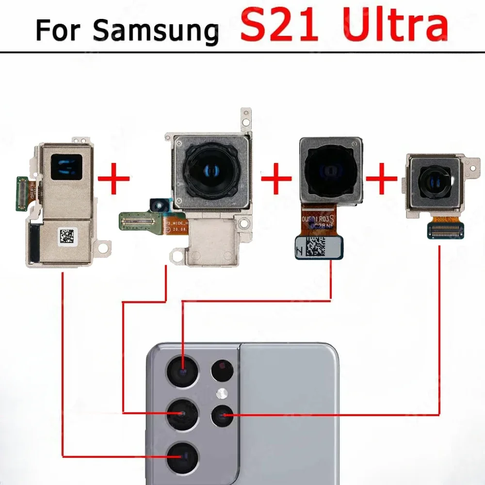 Rear Front Camera For Samsung Galaxy S21 Ultra 5G G998B G998U Frontal Selfie Back Backside Camera Module Spare Parts