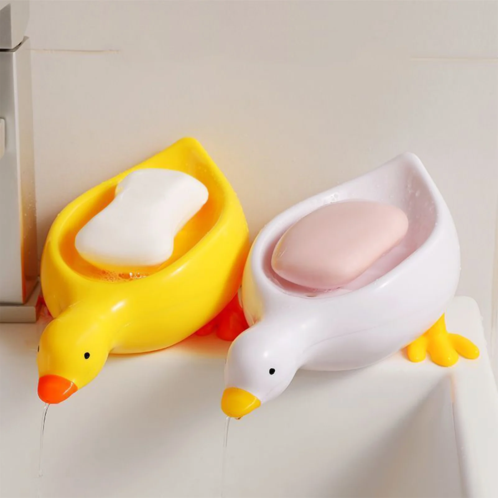 Portable Duck Shape Soap Dish Case Drain Rack Shower Soap Holder Waterproof Non-slip Soap Dish for Bathroom Kitchen Counter