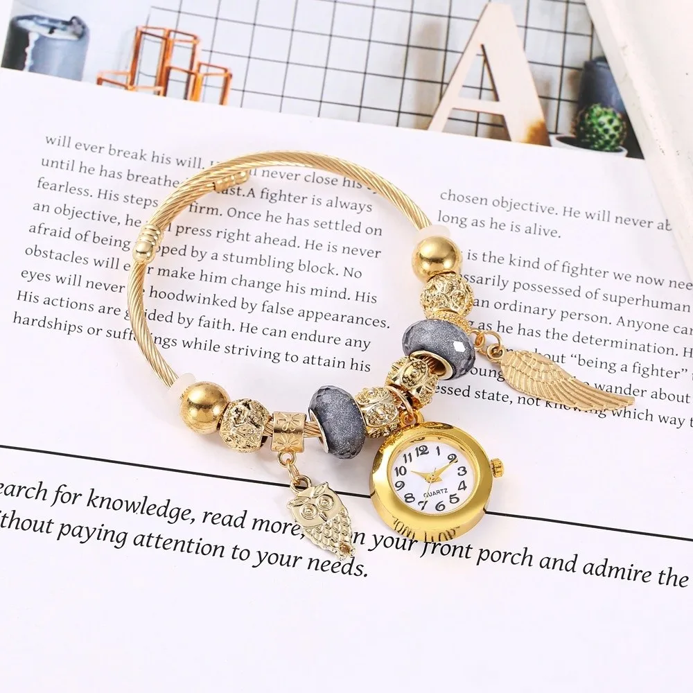 Trendy Adjustable Women's Bracelet Watches Elegant Luxury Beaded Watches Precise Lightweight Quartz Watch Birthday Gift