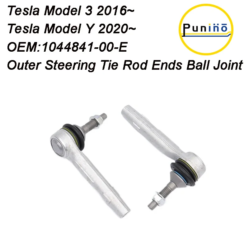 Punino Pair Front Axle Outer Steering Tie Rod Ends Ball Joint For Tesla Model 3 Model Y OE:1044841-00-E 104484100E