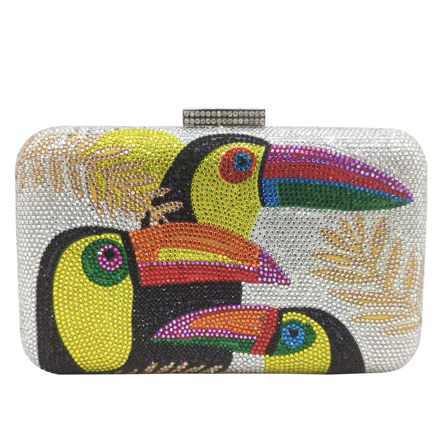 18.5x4CM Clutch Bag Hot Diamond Dinner Bag Toucan Pattern Banquet Bag Rhinestones Clutch Bag Party Bag G8130