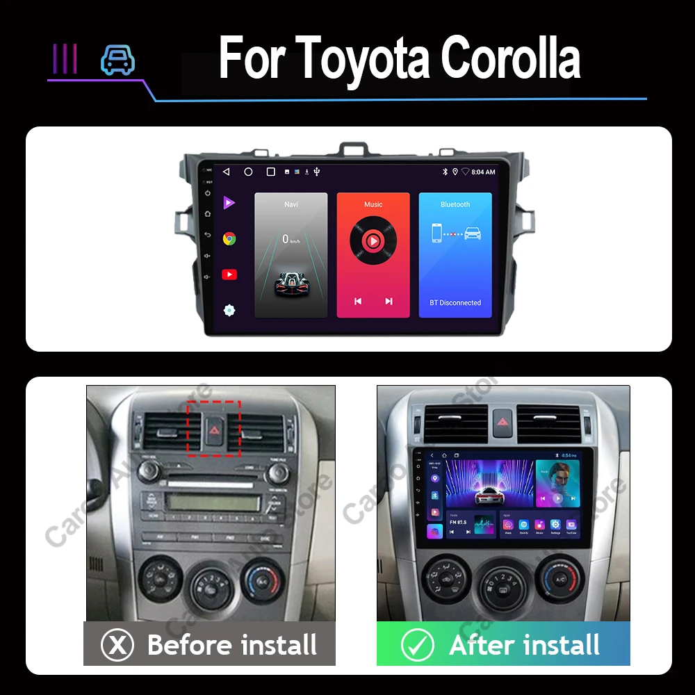 Android 16 Car Stereo Radio For Toyota Corolla E140 E150 2007 2008 2009 2010 2011 2012 2013 Car Multimedia Player No 2 Din DVD