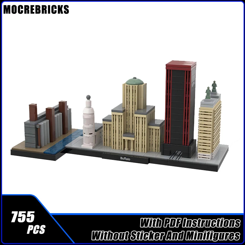 

Modern City Street View Buffalo Skyline Tower Edifice Architecture MOC Building Blocks Small Particles Model Kid’s Toys Gifts