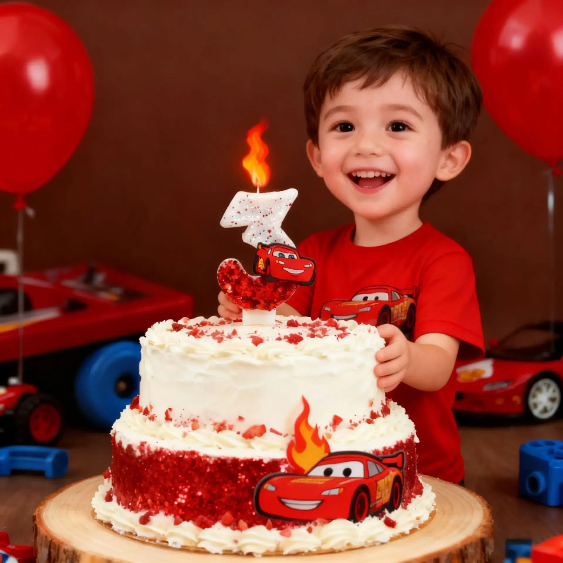 Digitale Kerze 0-9 Racing Story Lightning McQueen Geburtstagskerze Niedlicher Kuchen mit Stecker – Detail 4