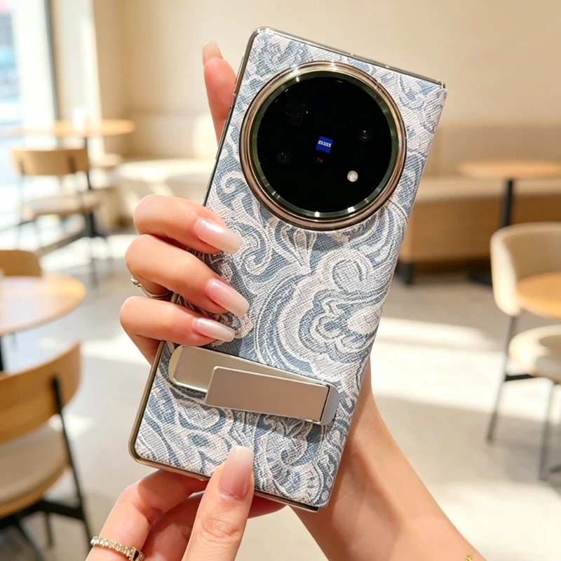 

For Vivo X Fold6 Case Stylish With Stand Matte Skin-Friendly Leather Texture Foldable Cover For VIVO X Fold6 Shockproof Funda