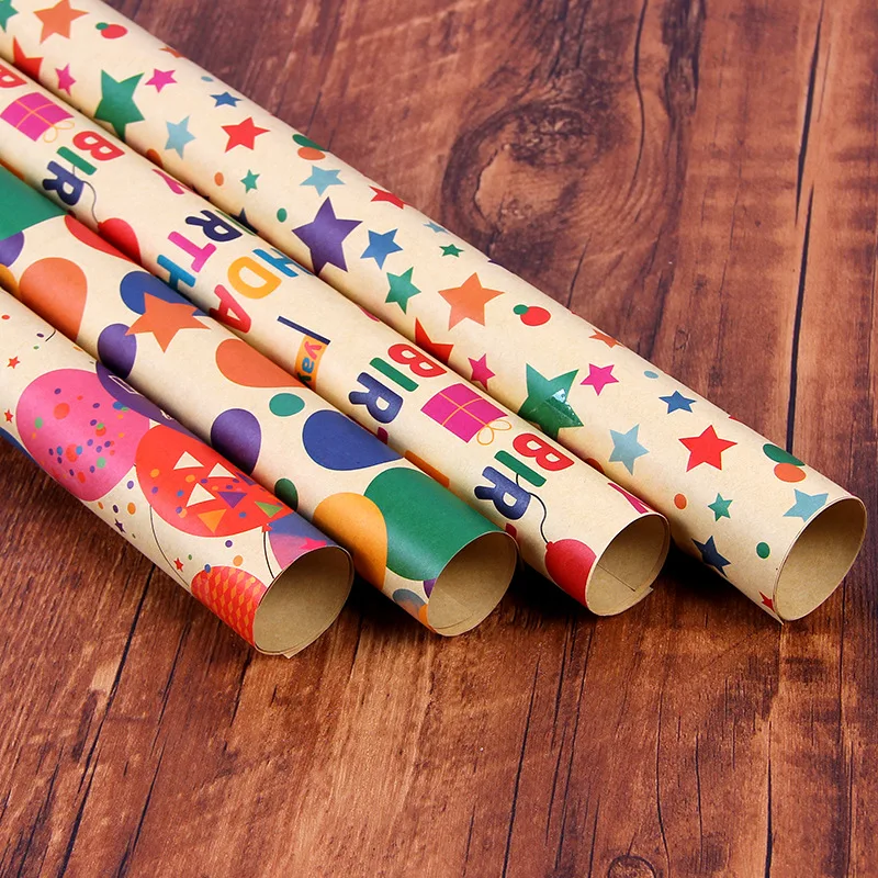 50x70cm Gift Wrapping Paper for Valentine\'s Day Birthday Party Craft Flat Folded Kraft Paper Various Design Pattern Paper