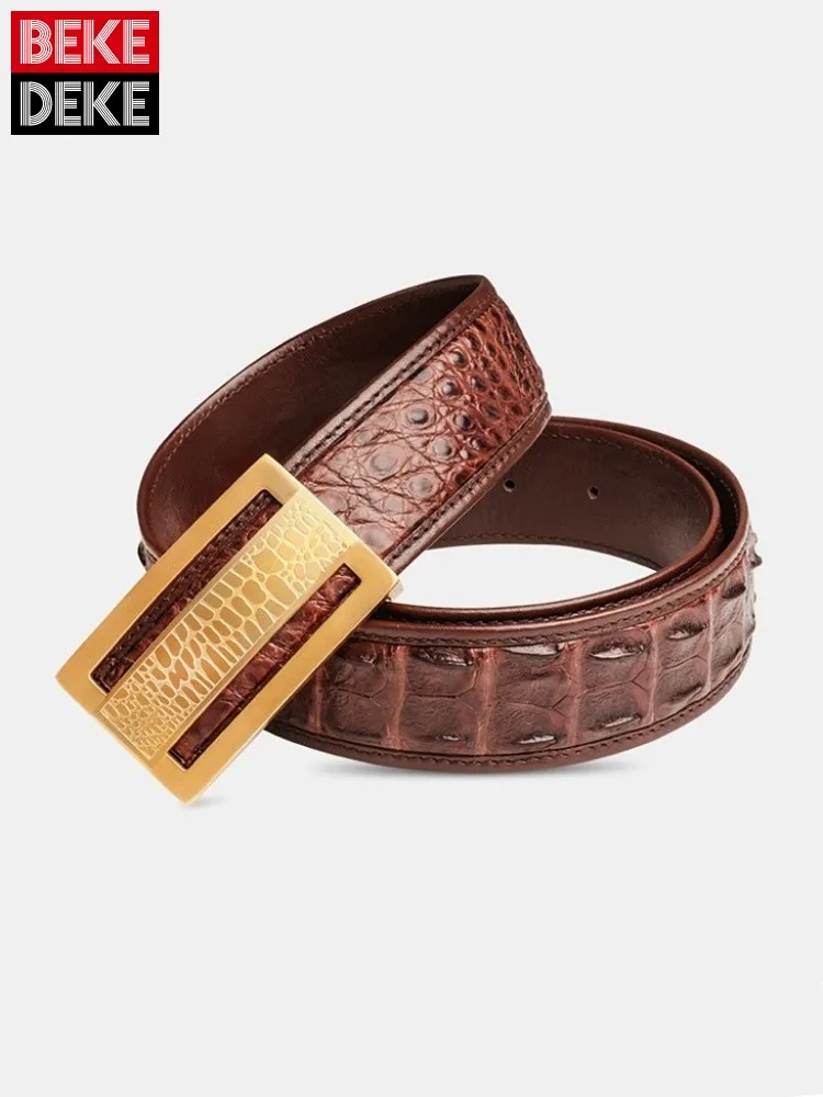 New Business Casual Office Men Versatile Genuine Leather Belt High Quality Handmade Fashion Crocodile Skin Waistband For Pants