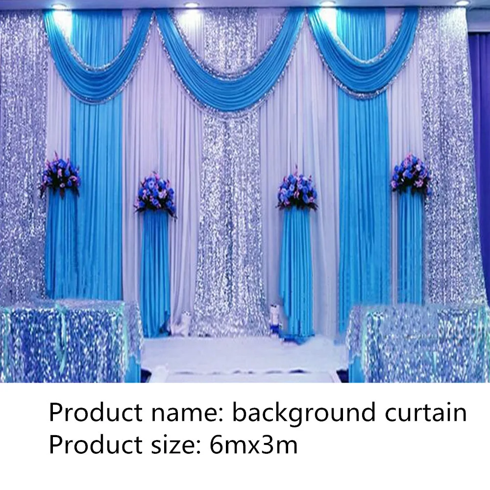 

3Mx6M Backdrop With Swags Wedding Backcloth With Swag Party Curtain Wedding Party Stage Celebration Background Customizable Size