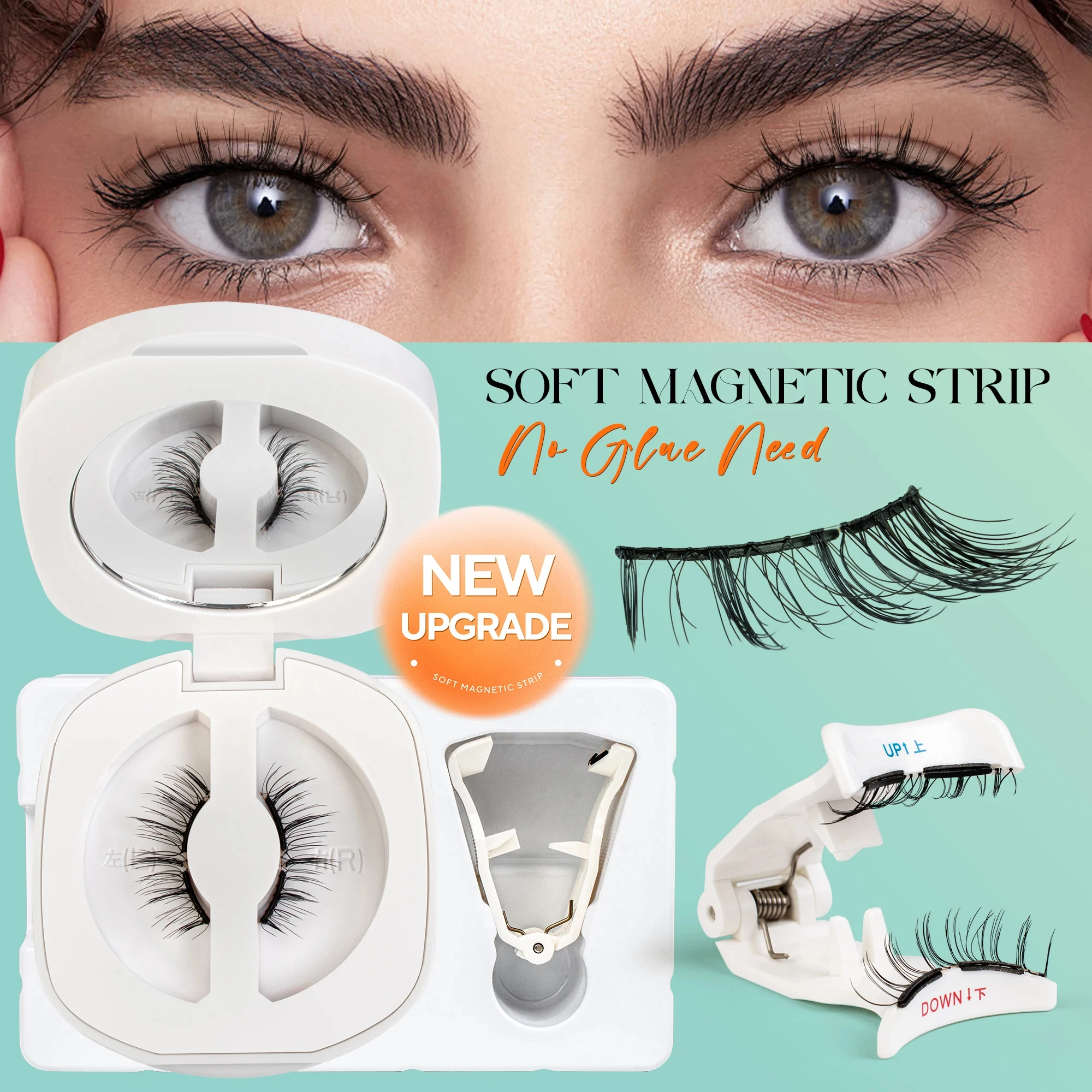 Soft Magnetic Eyelashes No Glue Needed Reusable Natural Look 3D Lashes Easy Apply Soft Magnetic Lashes Kit for Eye Makeup