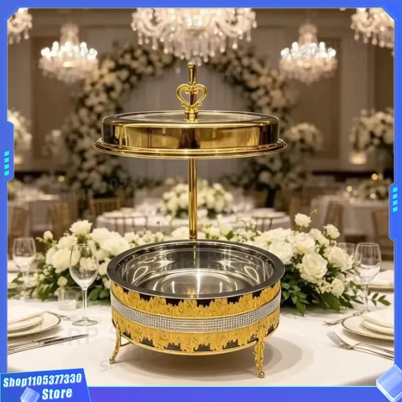 Uray Stainless Steel Buffet Tray Diamond Shape Insulated Heating Plate 4 Hours Warm Keeping Hanging Design for Restaurant