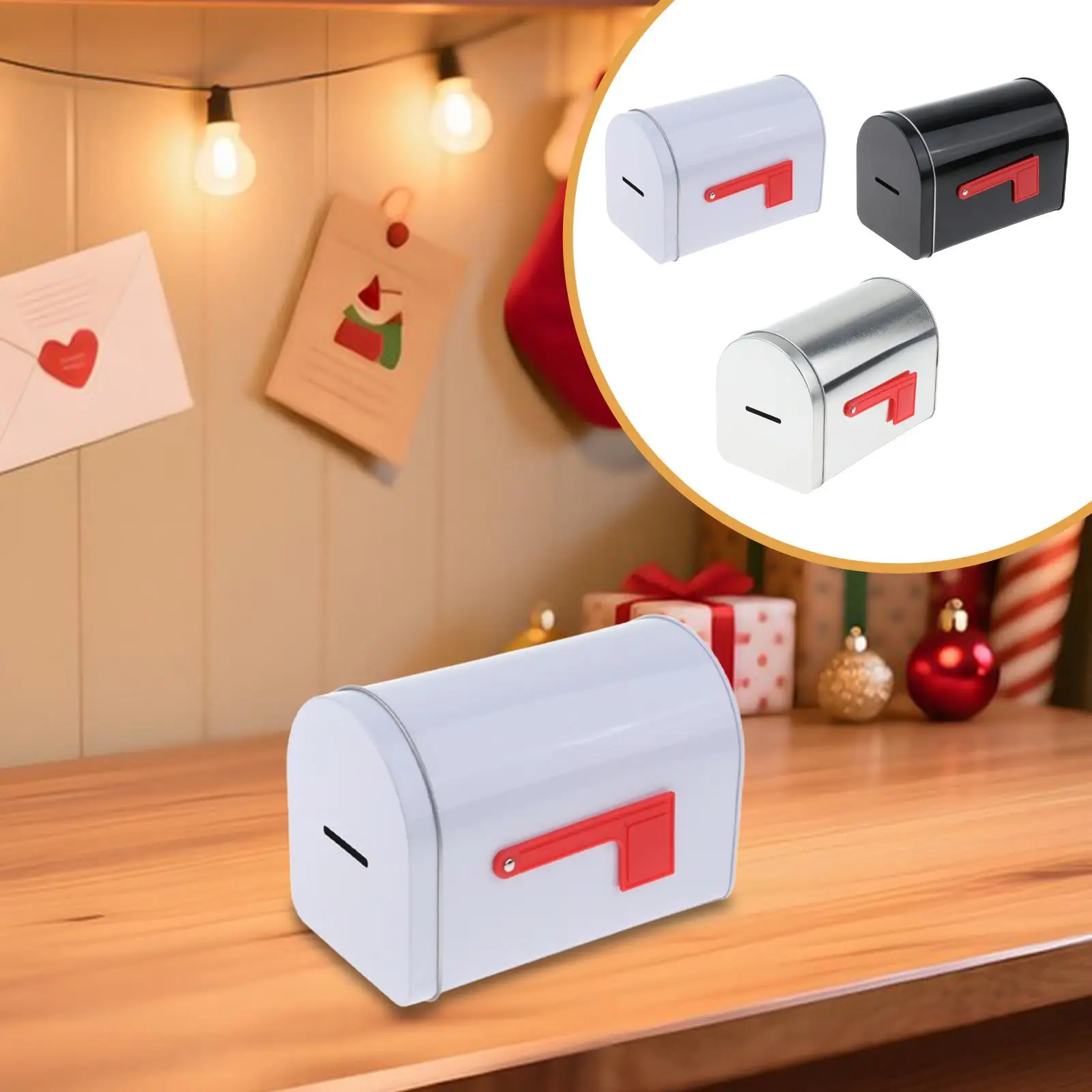 Metal Letter Box Vintage Style Parcel Mailbox with Lid for Exterior Gate Entryway Home Office Use