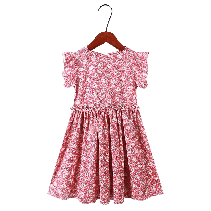 

New Princess Dress Girls Cotton Flower Print Dress for Girls 2-12years Fashion Petal Sleeve Kids Girls Sleeveless Dresses