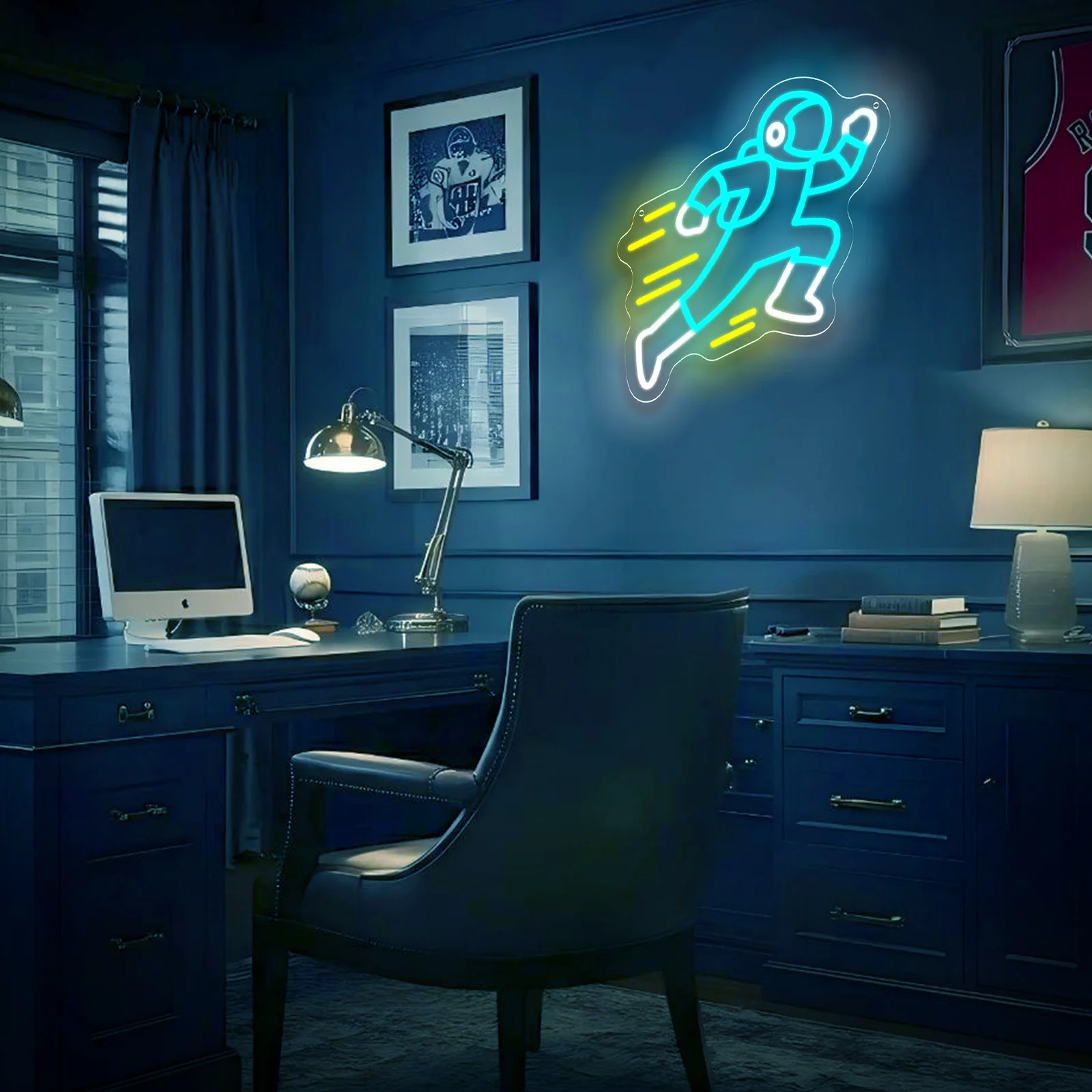 Running Astronaut Neon Light Sign LED Night Light USB Dimmable for Kids Room Space Theme Party Bedroom Bar Decor Children Gift