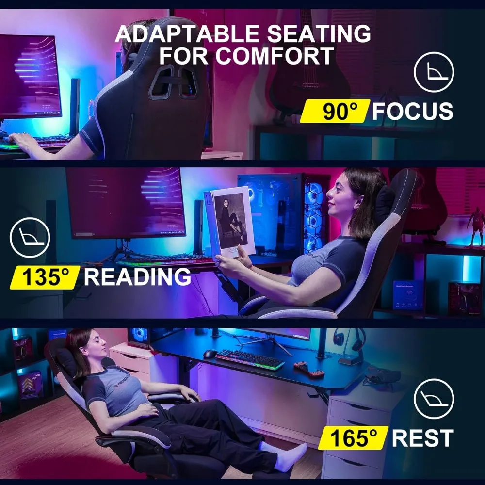 Linkage Armrests and Footrest, High Back Ergonomic Computer Chair with Lumbar Support Task Chair with Footrest