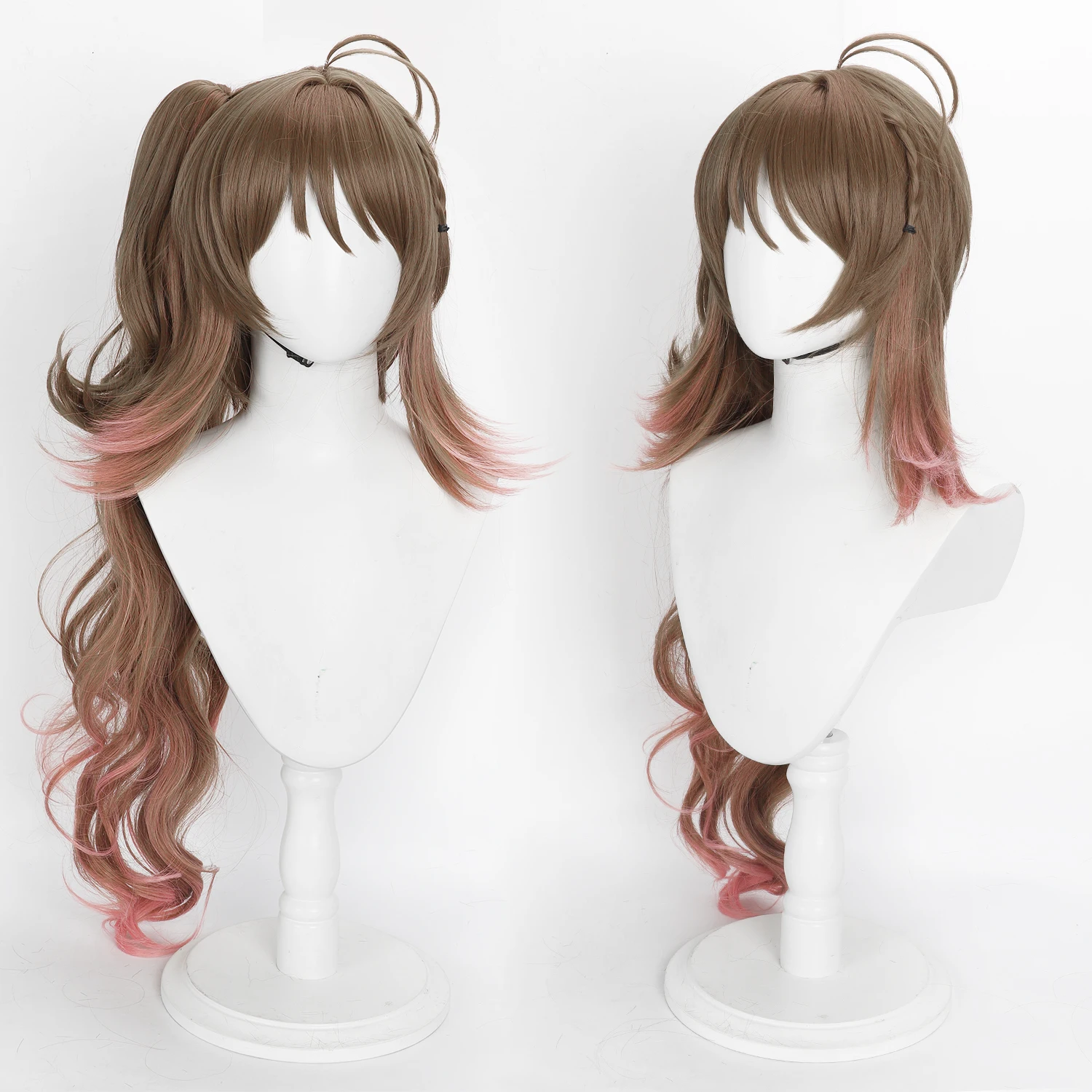 Peruca cosplay eyjafjalla longa 85cm anime jogo peruca arknights ombre marrom peruca sintética divisão rabo de cavalo mulher peruca cosplay com franja