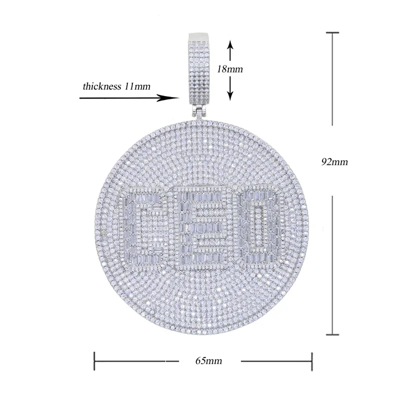 

New Round CEO Initial Pendant Necklace Micro Paved Bling 5A Cubic Zirconia Hip Hop Jewelry Iced Out Cz Jewelry for Man