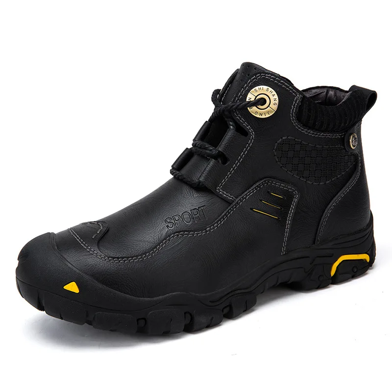 Zapatos de montar en motocicleta para hombre, botas Martin de cuero anticolisión, impermeables, talla 40-46