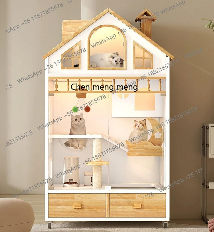 

Cat Villa Home Indoor Cat House Free Space Balcony Four Seasons Luxury Cat House