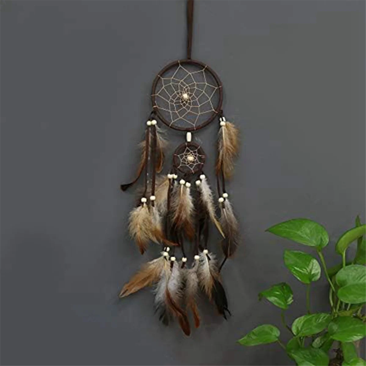 Dream Catcher Brown Decorative Dream Catcher Living Room Dream Catcher for Wall Hanging, Decoration, Festival, Gift