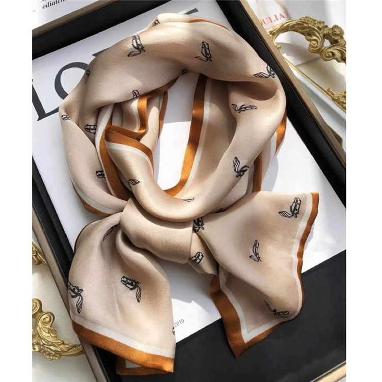 

Hangzhou Silk Mulberry Silk Scarf - Adorable Pony Head Versatile Double Layer Double-Face Genuine Silk Scarf Thin Narrow Scarf R