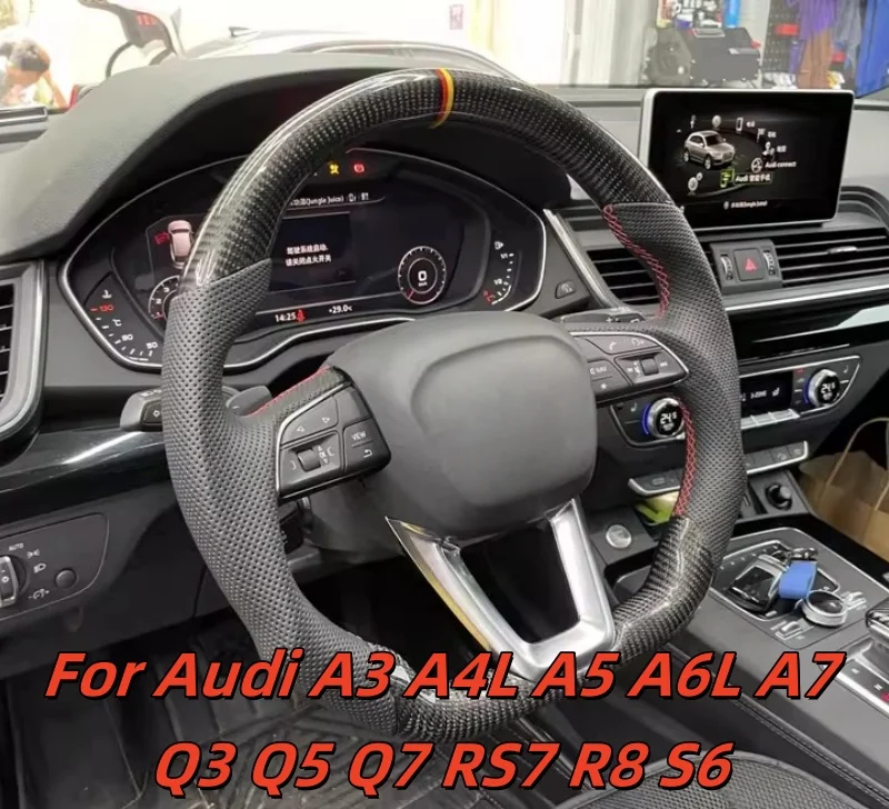 

Car Steering Wheel Carbon Fiber Custom Made Leather For Audi A3 A4L A5 A6L A7 Q3 Q5 Q7 RS7 R8 S6 Car Interior Accessories