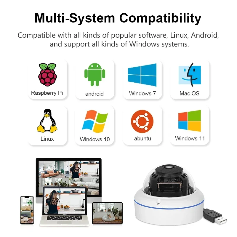 

New 5MP USB Dome Camera 2.8mm 120-degree Distorted Lens Outdoor Waterproof 5 Megapixel CMOS for Face Recognition Home Security