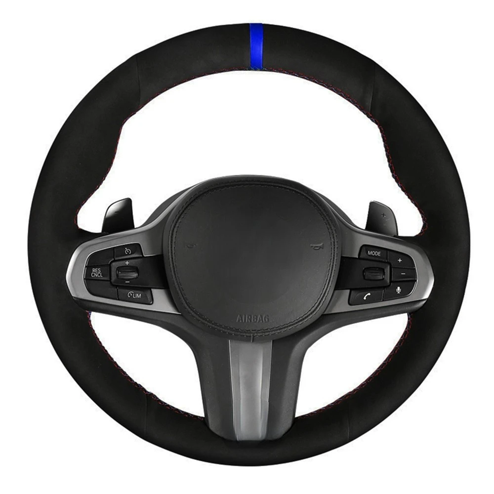 Car Steering Wheel Cover Black Genuine Leather Suede For BMW M Sport G30 G31 G32 G20 G21 G14 G15 G16 X3 G01 X4 G02 X5 G05