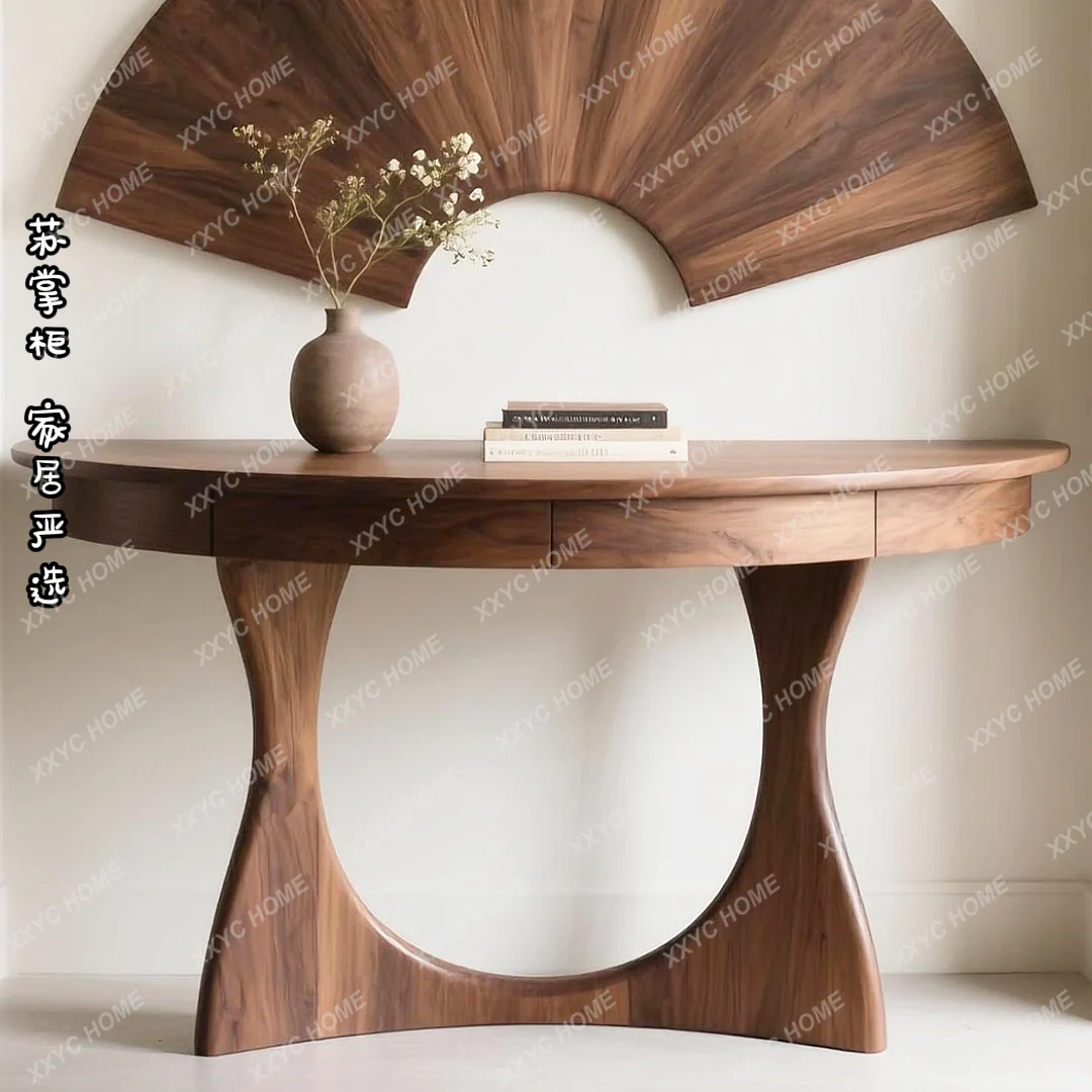 LLight luxury household new Chinese entrance table minimalist foyer entrance semi-circle