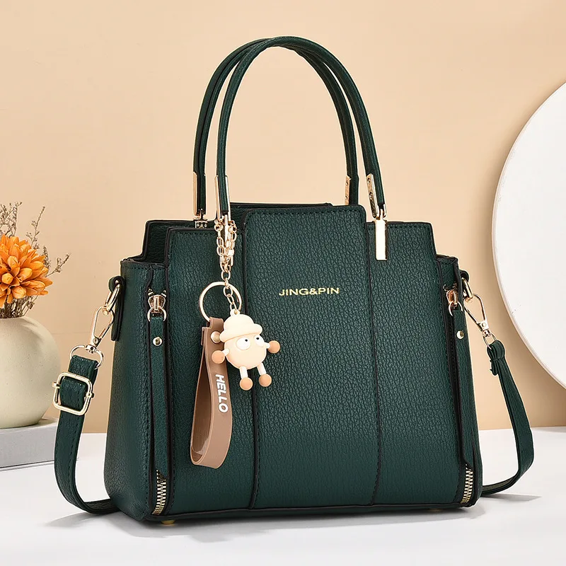 

New Elephant Pattern Splicing Cute Large Capacity Handbag Simple Texture Single Shoulder Crossbody Quality Women's Bag