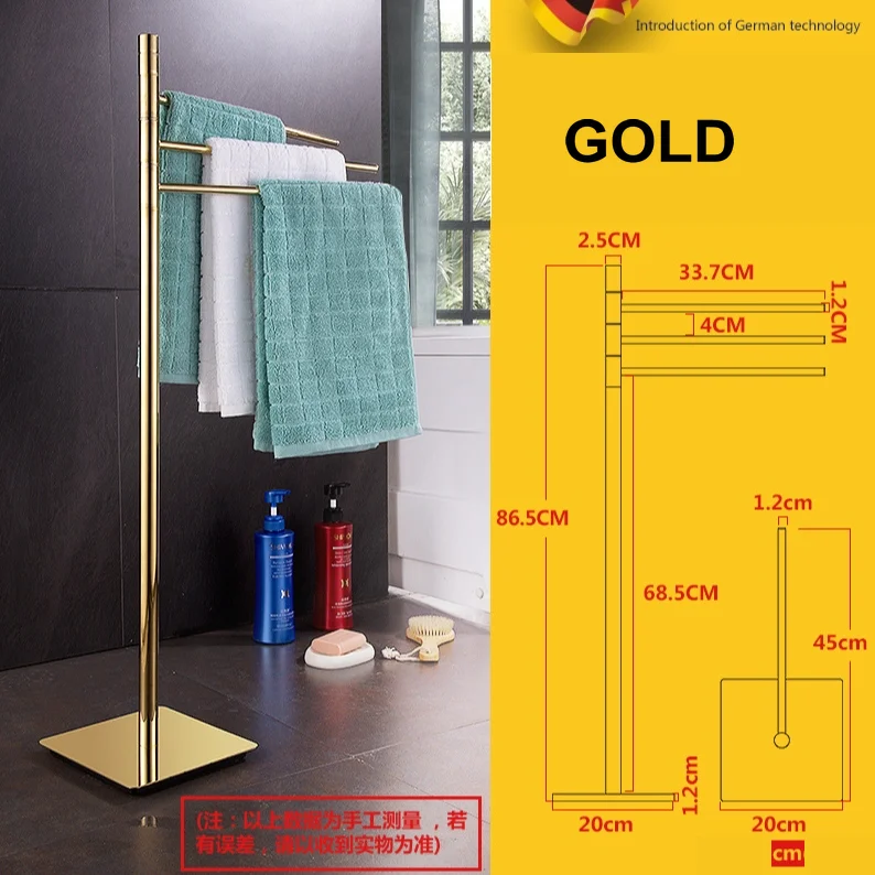 Imagem -05 - Toalheiro Vertical de Bronze para Banheiro Barra Móvel do Assoalho Rotating Folding Floor Stand