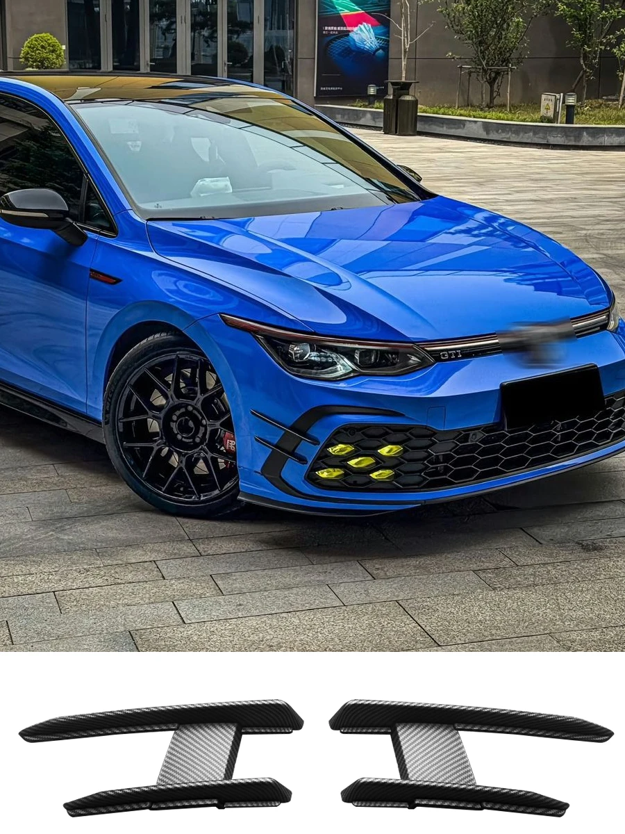 

Front Fog Lamp Cover Grille Slats for VW Golf MK8 Rline GTI 2020-2024 Spoiler Exterior Decorative Carbon Paint Accessories